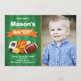 スポーツ誕生日の招待パーティーボーイズオールスター 招待状