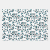 スポーツ誕生日ギフトセットティール(緑がかった色)ホワイトサッカー ラッピングペーパーシート (正面)