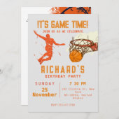 スポーツ誕生日テーマバスケットボールパーティー 招待状 (正面/裏面)