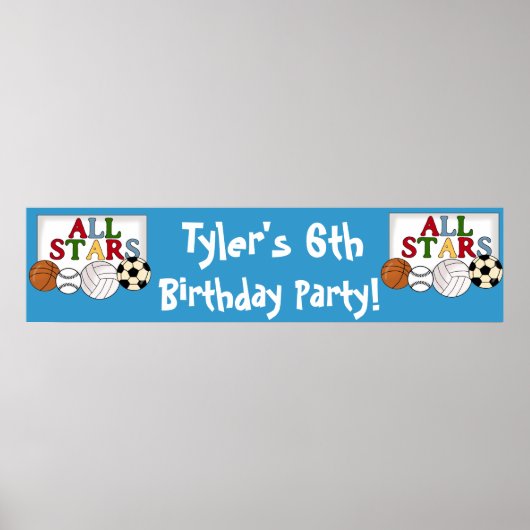 スポーツ誕生日パーティバナー ポスター (正面)