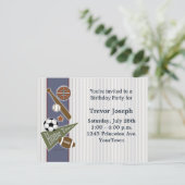 スポーツ誕生日パーティーの招待 インビテーションポストカード (スタンド正面)