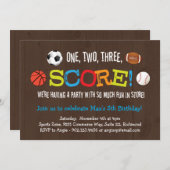 スポーツ誕生日パーティーの最終点招待 招待状 (正面/裏面)