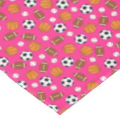 スポーツ誕生日パーティーキッズかわいいピンクの女の子 テーブルクロス (アングル)