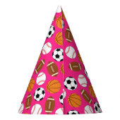 スポーツ誕生日パーティーキッズかわいいピンクの女の子 パーティーハット (裏面)