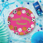 スポーツ誕生日パーティーキッズかわいいピンクの女の子 ペーパープレート (パーティー)