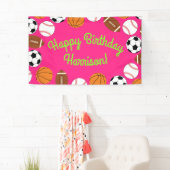 スポーツ誕生日パーティーキッズかわいいピンクの女の子 横断幕 (インサイチュ)