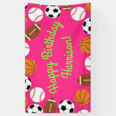 スポーツ誕生日パーティーキッズかわいいピンクの女の子 横断幕 (縦)