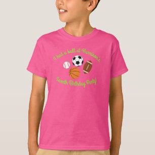 スポーツ誕生日パーティーキッズかわいいピンクの女の子 Tシャツ
