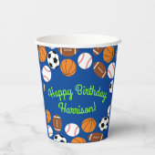 スポーツ誕生日パーティーキッズかわいいメディア 紙コップ (裏面)