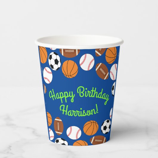 スポーツ誕生日パーティーキッズかわいいメディア 紙コップ (裏面)