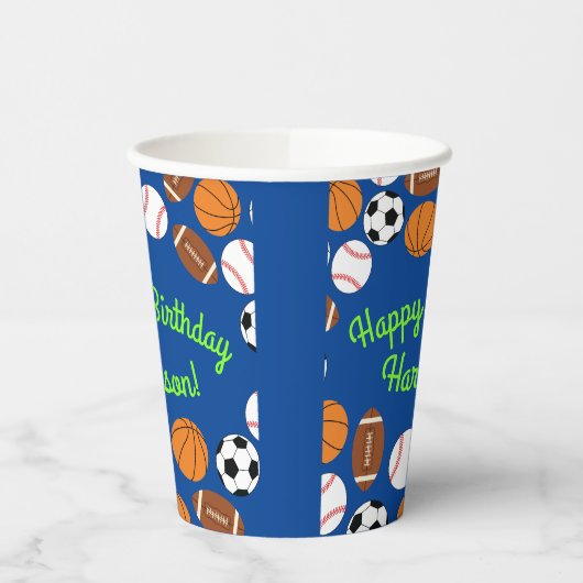 スポーツ誕生日パーティーキッズかわいいメディア 紙コップ (左)