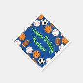 スポーツ誕生日パーティーキッズかわいい スタンダードカクテルナプキン (角)