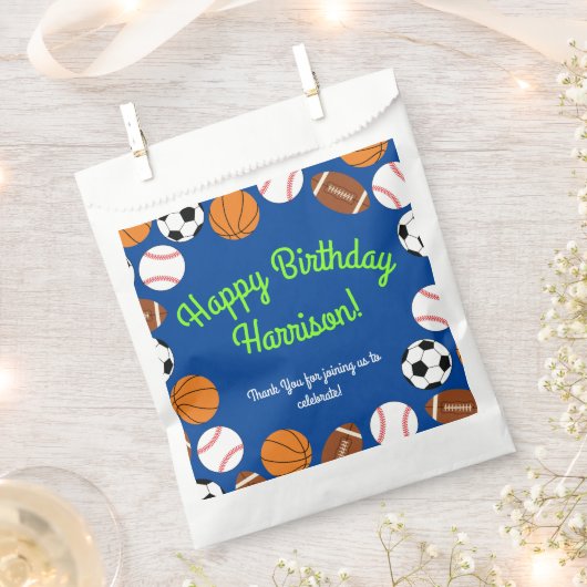 スポーツ誕生日パーティーキッズかわいい フェイバーバッグ (クリップ留めされた状態)