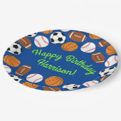 スポーツ誕生日パーティーキッズかわいい ペーパープレート (アングル)