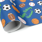 スポーツ誕生日パーティーキッズかわいい ラッピングペーパー (ロールコーナー)