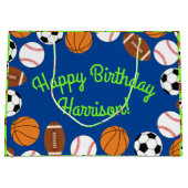 スポーツ誕生日パーティーキッズかわいい ラージペーパーバッグ (正面)