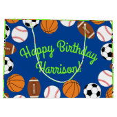 スポーツ誕生日パーティーキッズかわいい ラージペーパーバッグ (裏面)