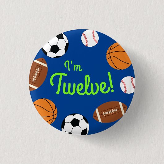 スポーツ誕生日パーティーキッズかわいい 缶バッジ (正面)