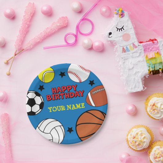 スポーツ誕生日パーティー – パーソナライズされた紙プレート ペーパープレート (パーティー)