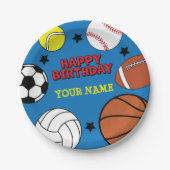 スポーツ誕生日パーティー – パーソナライズされた紙プレート ペーパープレート (正面)