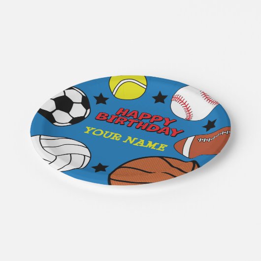 スポーツ誕生日パーティー – パーソナライズされた紙プレート ペーパープレート (アングル)