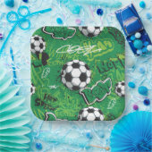 スポーツ誕生日パーティーIサッカーボール ペーパープレート (パーティー)