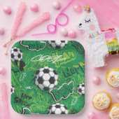 スポーツ誕生日パーティーIサッカーボール ペーパープレート (パーティー)