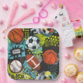 スポーツ誕生日パーティーIスポーツボール ペーパープレート (パーティー)