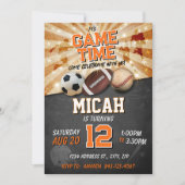 スポーツ誕生日招待状サッカー野球サッカー 招待状 (正面)