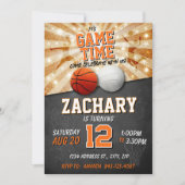 スポーツ誕生日招待状バスケットボール&バレーボール 招待状 (正面)