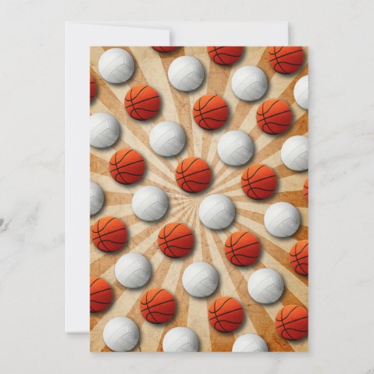 スポーツ誕生日招待状バスケットボール&バレーボール 招待状 (裏面)