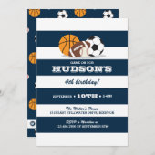 スポーツ誕生日招待状-野球、サッカー 招待状 (正面/裏面)