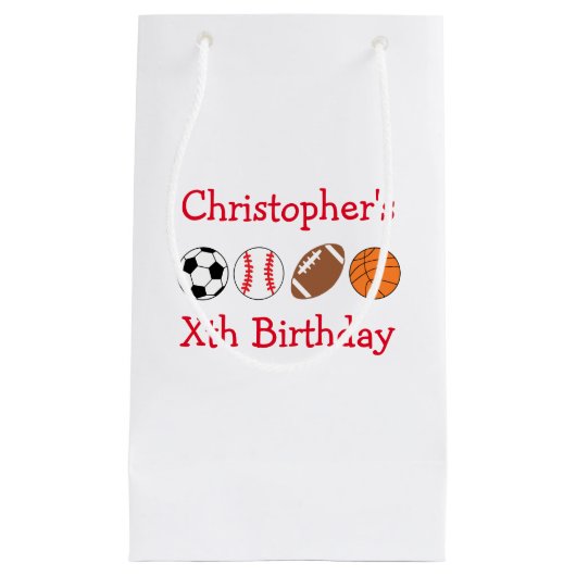 スポーツ誕生日 スモールペーパーバッグ (正面)