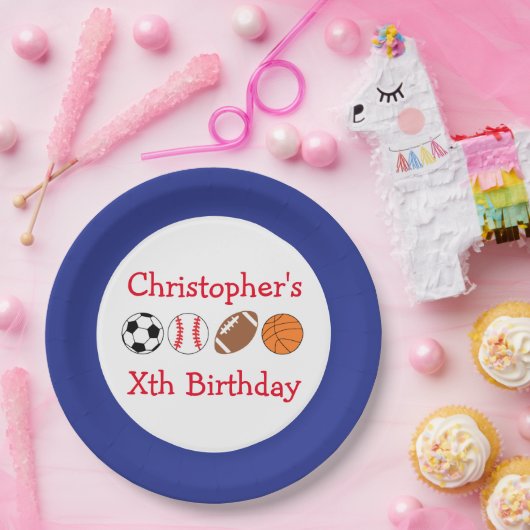 スポーツ誕生日 ペーパープレート (パーティー)