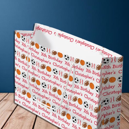 スポーツ誕生日 ラージペーパーバッグ