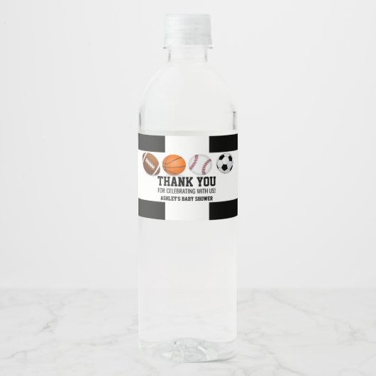 スポーツ赤ちゃんシャワーお気に入りウォーターボトルラベル ペットボトルラベル (正面)