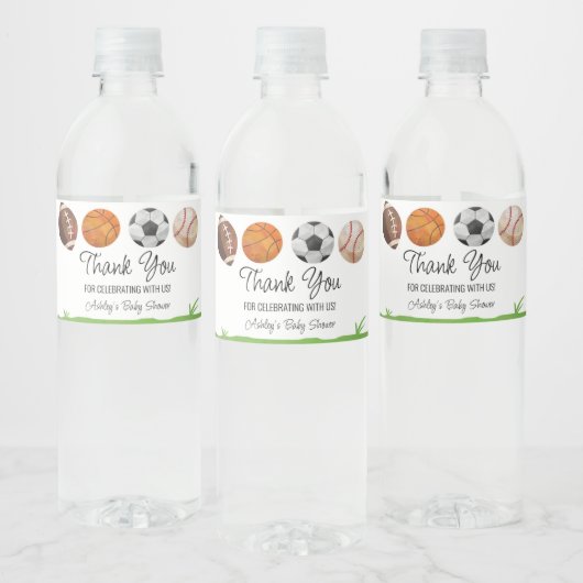 スポーツ赤ちゃんシャワーのお願い ペットボトルラベル (ボトル)