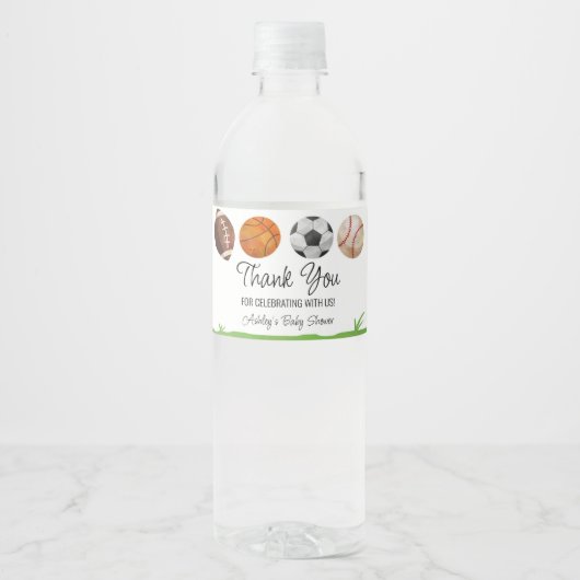 スポーツ赤ちゃんシャワーのお願い ペットボトルラベル (正面)
