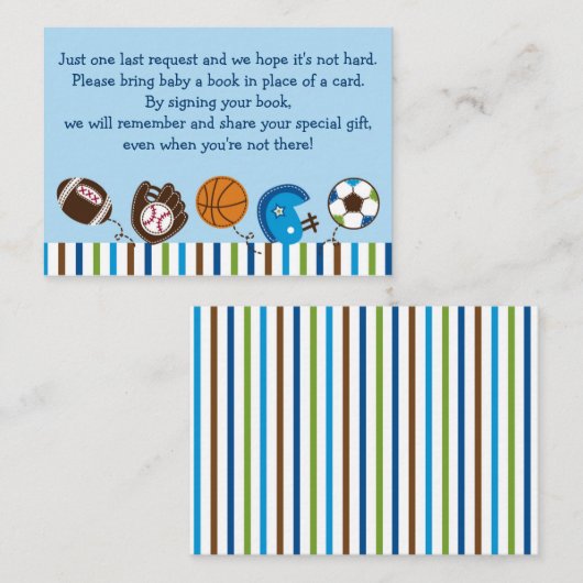 スポーツ赤ちゃんシャワーブックリクエストカード エンクロージャーカード (正面/裏面)