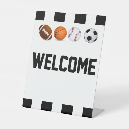 スポーツ赤ちゃんシャワーミニ歓迎ペデスタルサイン 台座サイン (正面)