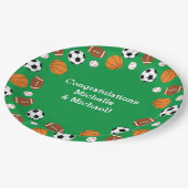 スポーツ赤ちゃんシャワー共同グリーン男女兼用 ペーパープレート (アングル)