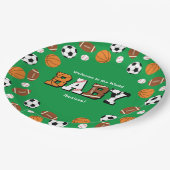 スポーツ赤ちゃんシャワー共同グリーン男女兼用 ペーパープレート (アングル)