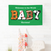 スポーツ赤ちゃんシャワー共同グリーン男女兼用 横断幕 (インサイチュ)