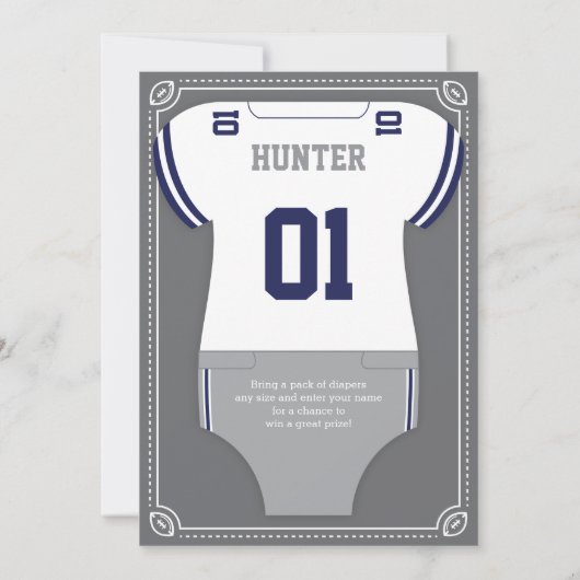 スポーツ赤ちゃんシャワー招待状,サッカー,ブルーグレー 招待状 (裏面)