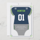 スポーツ赤ちゃんシャワー招待状，青，緑 招待状 (裏面)