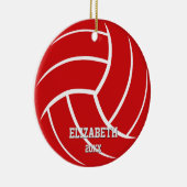 スポーツ赤ミニマル緑の女の子の男の子バレーボール セラミックオーナメント (右)