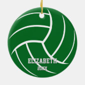 スポーツ赤ミニマル緑の女の子の男の子バレーボール セラミックオーナメント (裏面)