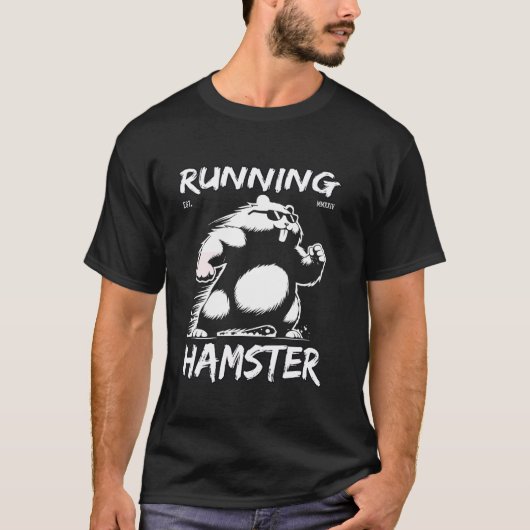 スポーツ走ファン向けおもしろいハムスターデザイン Tシャツ (正面)