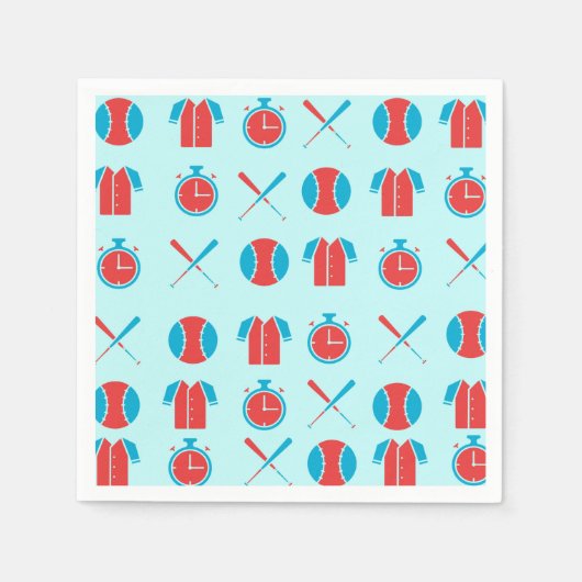 スポーツ野球ゲームアスレティックブルーペーパーナプキン スタンダードカクテルナプキン (正面)