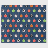 スポーツ野球サッカーおもしろいクリスマスデコレーション ラッピングペーパー (フラット)